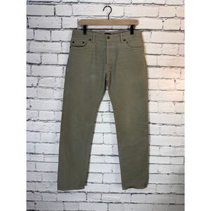 Noble Truman Selvedge Straight Jeans size 34x30 Tan Green Button Fly Jeans EUC